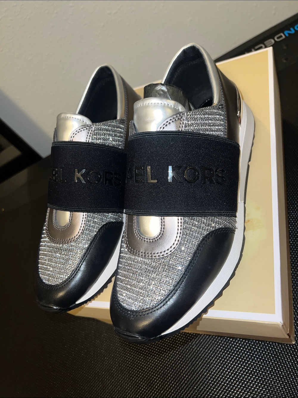 Michael Kors trainer glitter chain mesh sneakers. 6